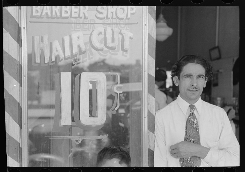 Mexican barber in San Antonio, Texas. 