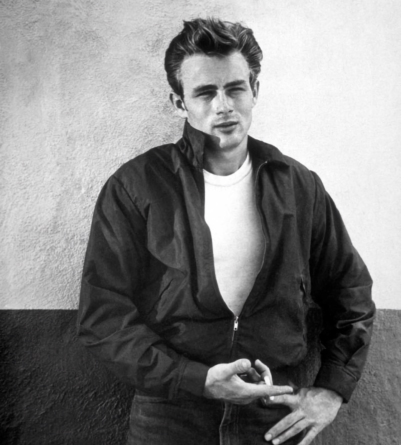 James Dean appears in a promotional image for Rebel Without a Cause. 