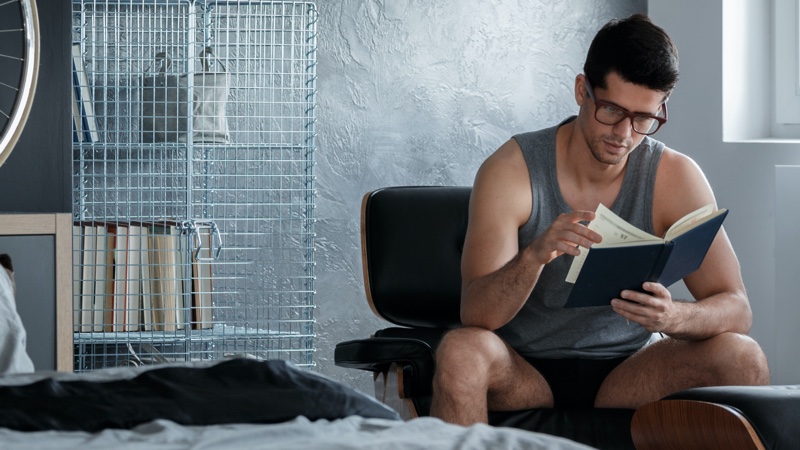 Attractive Man Reading Underwear