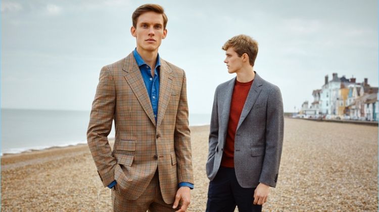 Models Chris Doe and Hamish Quigley front Gieves & Hawkes' spring-summer 2018 campaign.