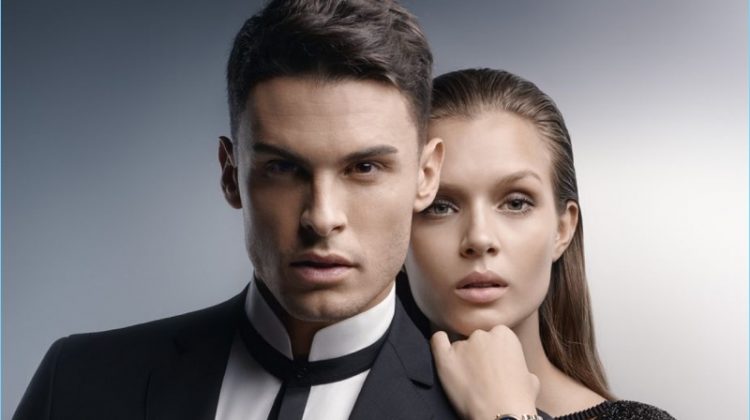 Baptiste Giabiconi joins Josephine Skriver for Karl Lagerfeld's spring-summer 2017 timepiece campaign.