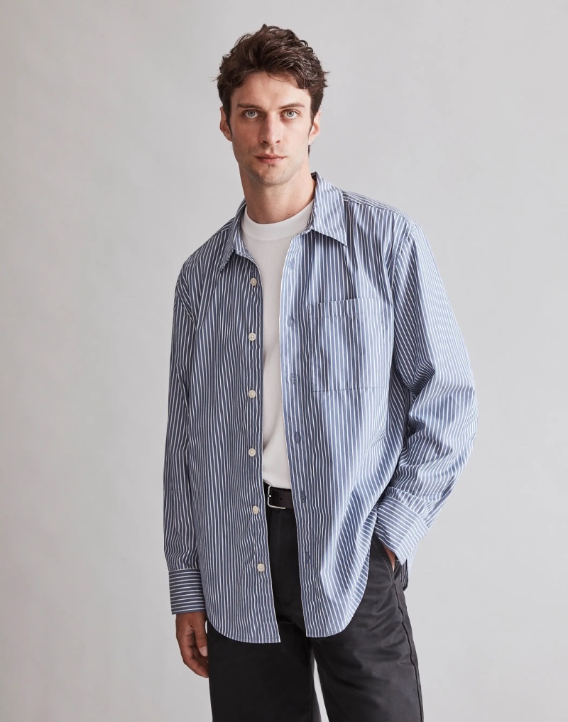 Madewell Poplin Easy Long-Sleeve Shirt Stripe Men