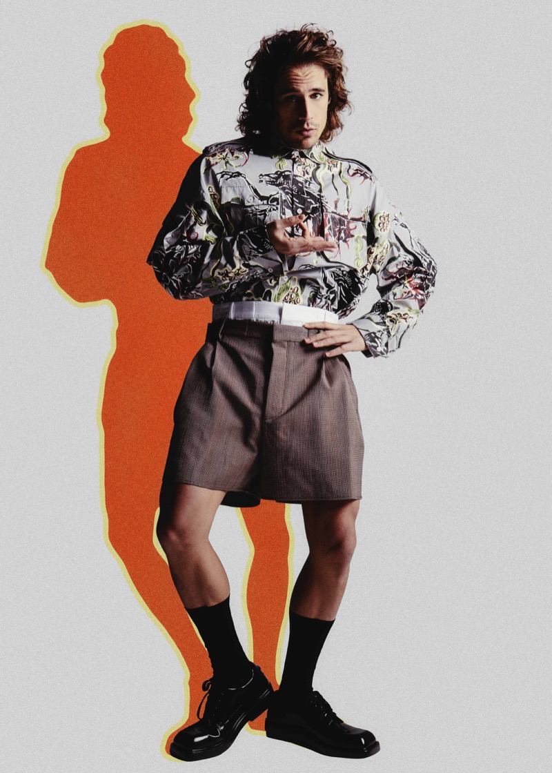 Actor Martiño Rivas sports a Prada outfit for Numéro Netherlands.