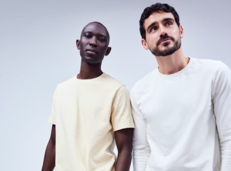 Models Armando Cabral and Arthur Kulkov wear casual wardrobe staples from Onia.