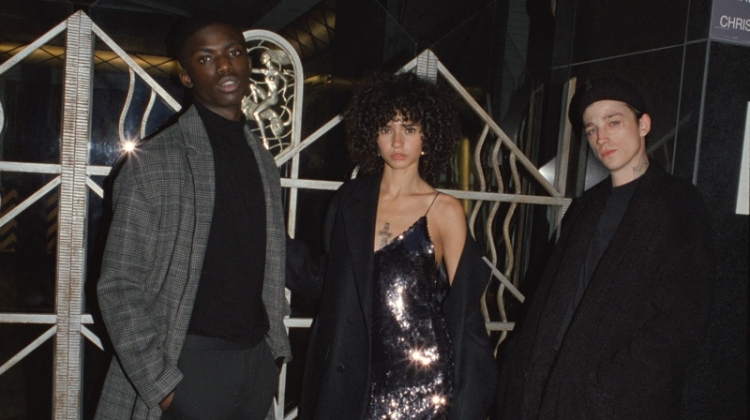 Dressed to impress, Jeremiah Berko Fourdjour, Fernandra Oliveira, and Ash Stymest step out for a night out on the town in Pull & Bear.