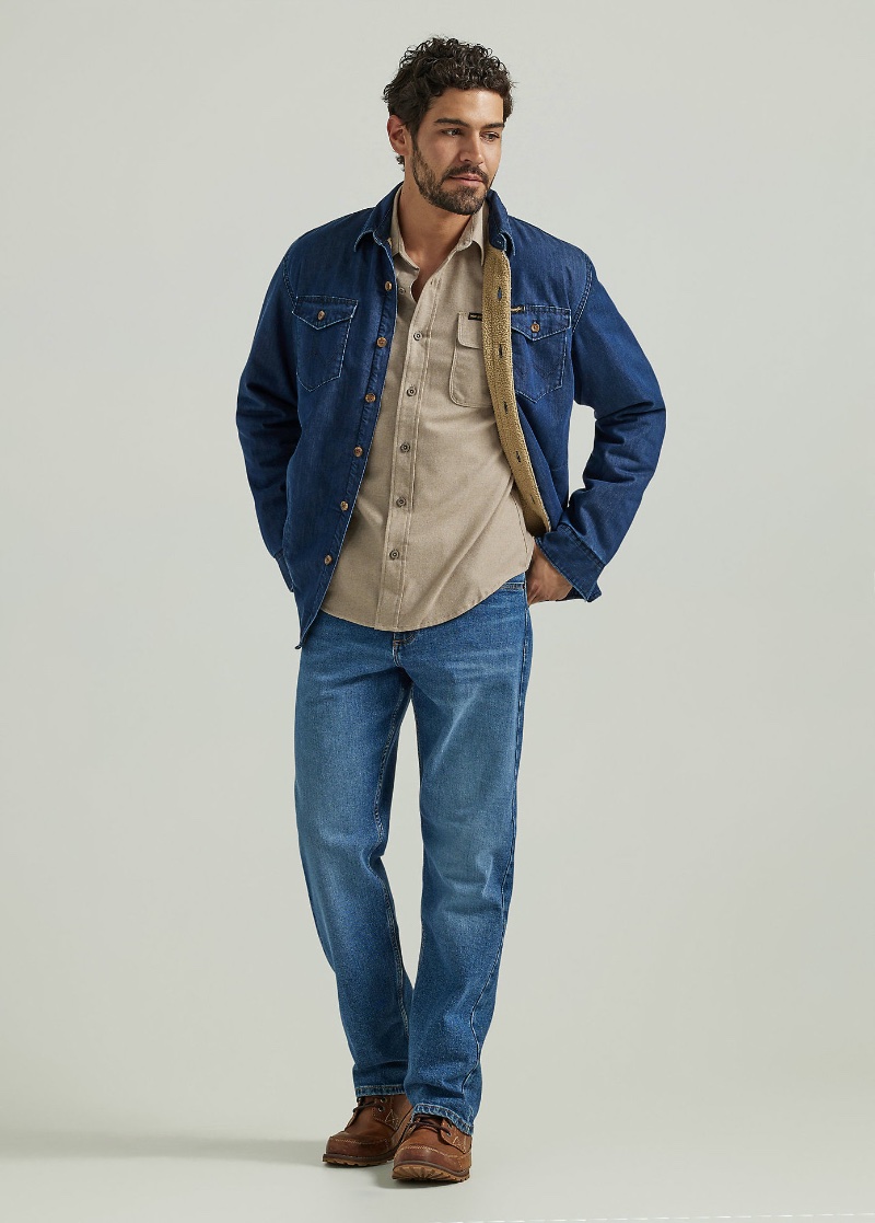 Types of Jeans Men Relaxed Fit Wrangler Flex Jean Mid Denim